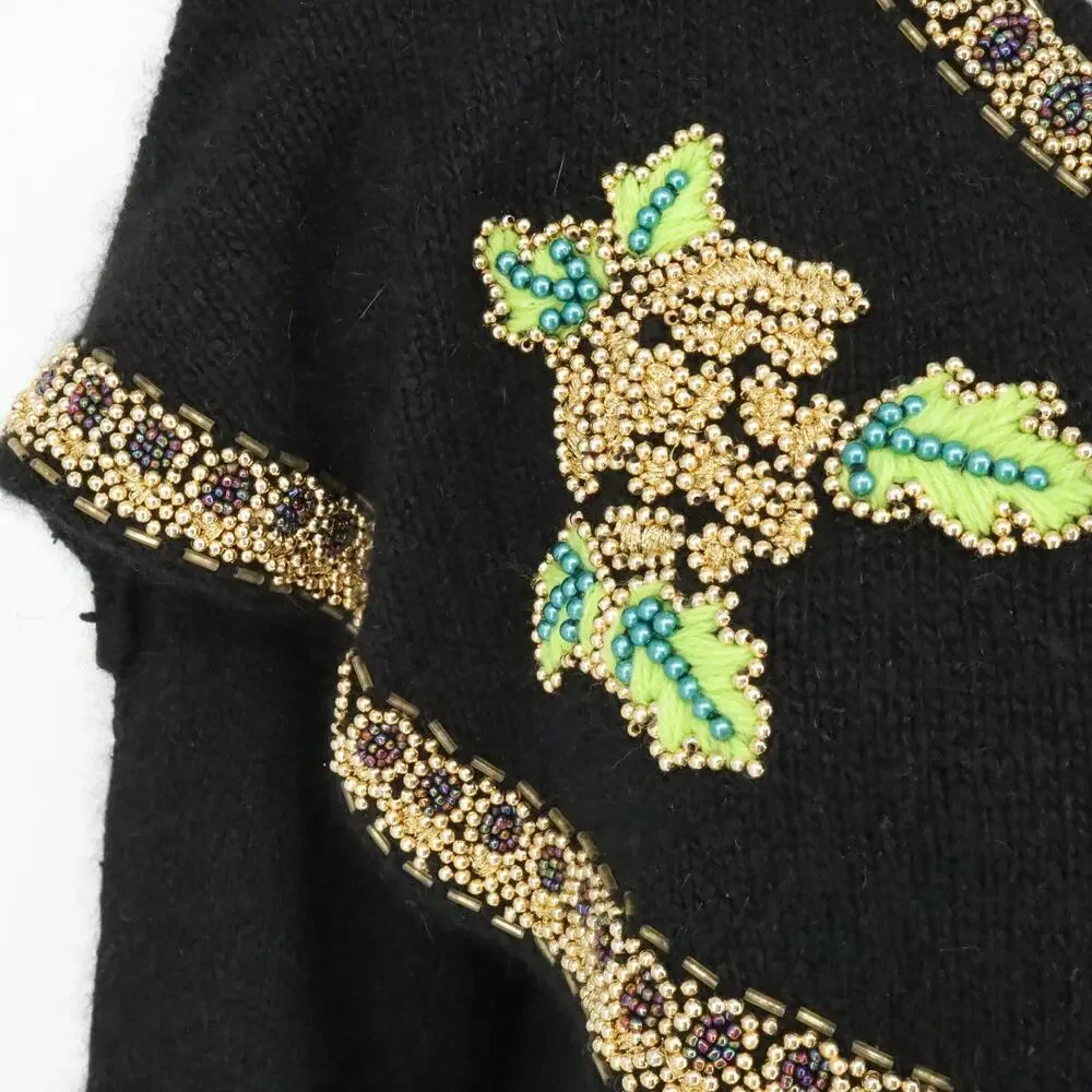 Marnie West Sweater Womens Small Silk Blend Beads Sequins Pullover Ugly Vintage